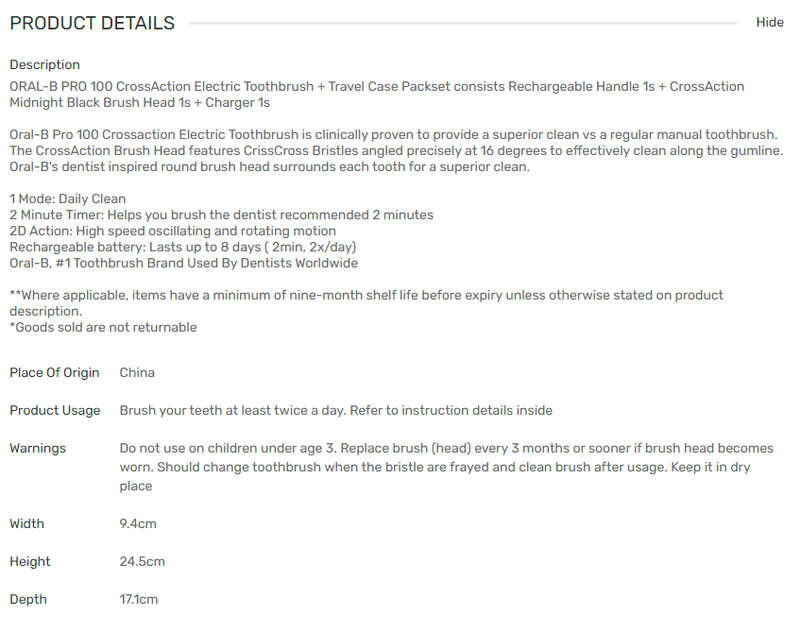 Oral-B Braun rechargeable Electric Toothbrush & Travel Case ***Display Stock*** Not available in SA!
