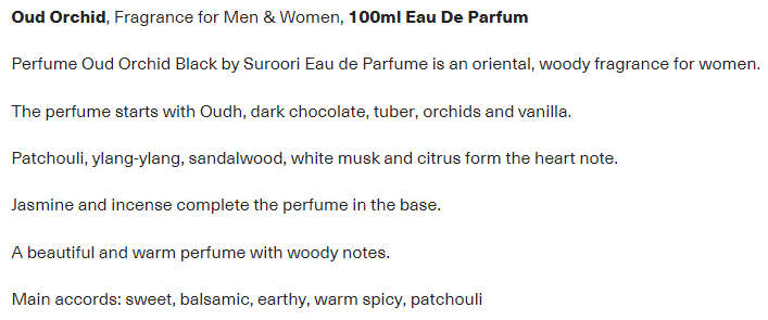 Oud Orchid 100ml Unisex Eau De Parfum