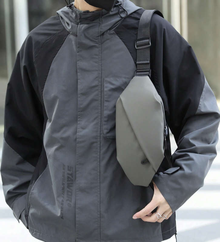 Modern Mens CrossBody Chest / Sling Bag (Grey / Coffee Brown)