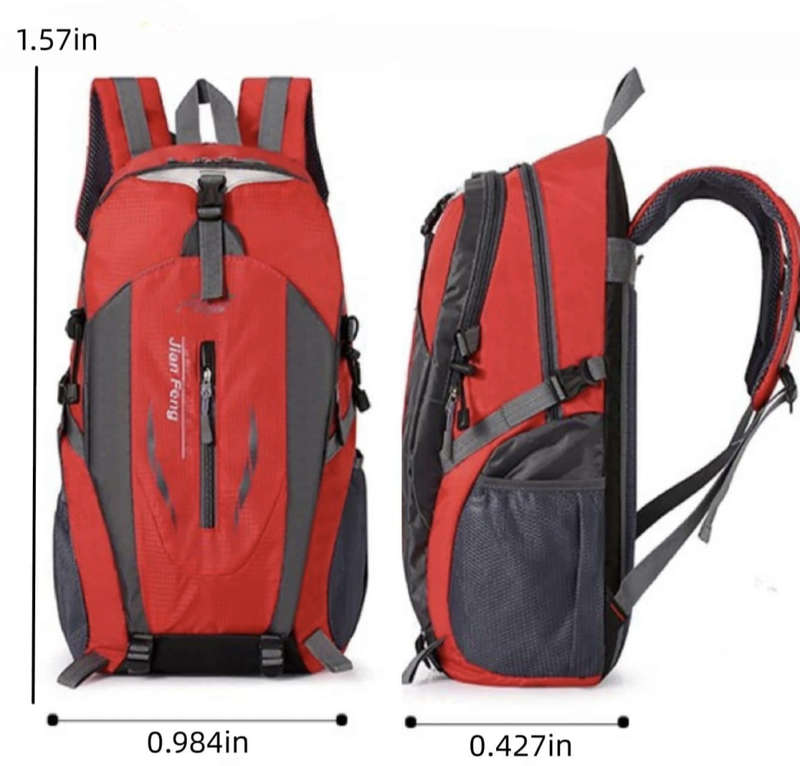 40L Unisex Water Resistant Travel / Hiking Backpack (Red)