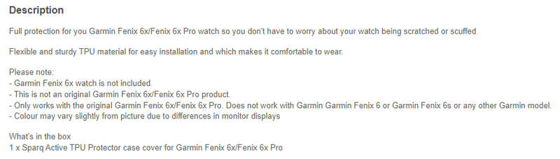 Protector case cover for Garmin Fenix 6x / Fenix 6x Pro - Black