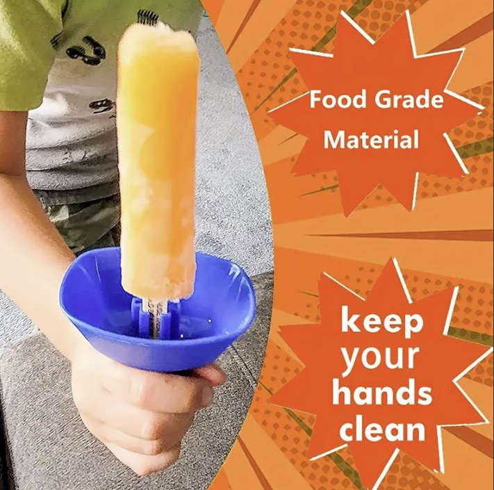No Drip Popsicle / Ice Cream Stick Holder with Straw (BLUE)