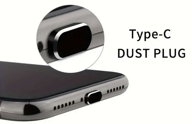 Metal Anti-Dust Plug for iPhone12 to iPhone15 (Black)