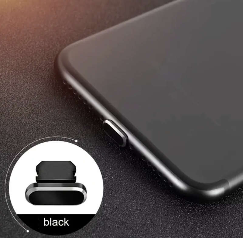 Metal Anti-Dust Plug for iPhone12 to iPhone15 (Black)