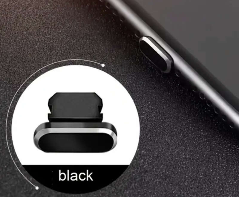 Metal Anti-Dust Plug for iPhone12 to iPhone15 (Black)