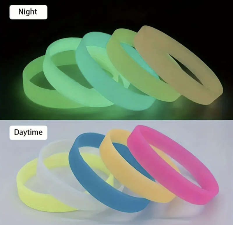 Glow-in-the-Dark Rubber Wristbands (Yellow)