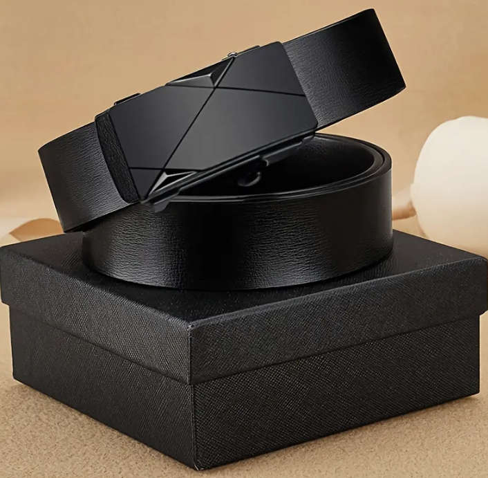 ***GOLF*** Leather Belt with Automatic Buckle (Black) 140cm
