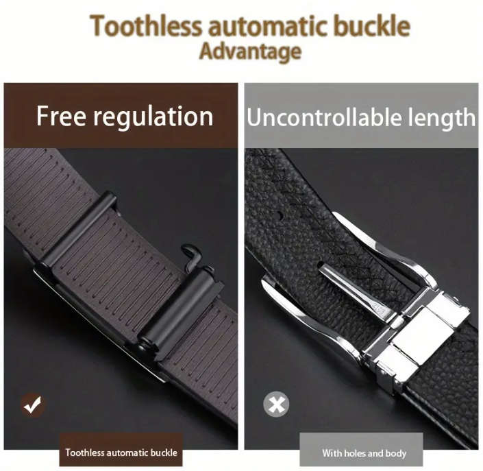 ***GOLF*** Leather Belt with Automatic Buckle (Black) 140cm