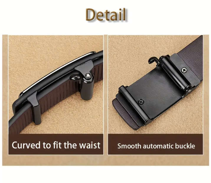 ***GOLF*** Leather Belt with Automatic Buckle (Black) 140cm