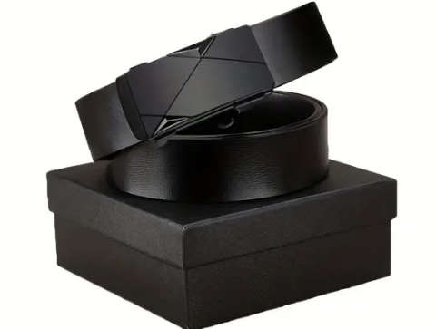 ***GOLF*** Leather Belt with Automatic Buckle (Black) 140cm