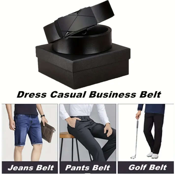 ***GOLF*** Leather Belt with Automatic Buckle (Black) 140cm
