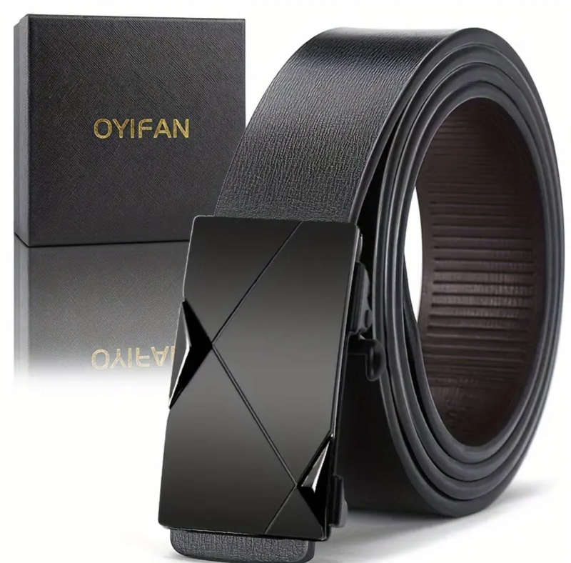 ***GOLF*** Leather Belt with Automatic Buckle (Black) 140cm
