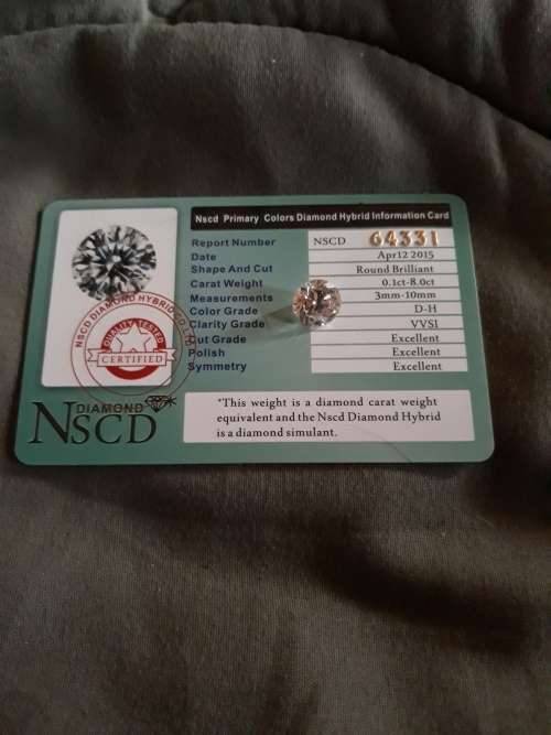 nscd created diamond hybrid simulant 10 mm 6.50 ct