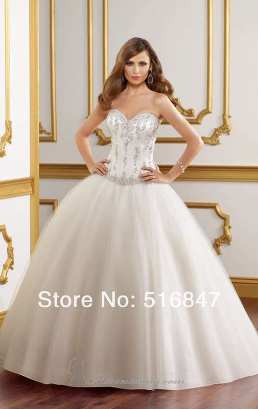 New Style Long White/ivory Organza Ball Gown Bridal Gown Wedding Dress