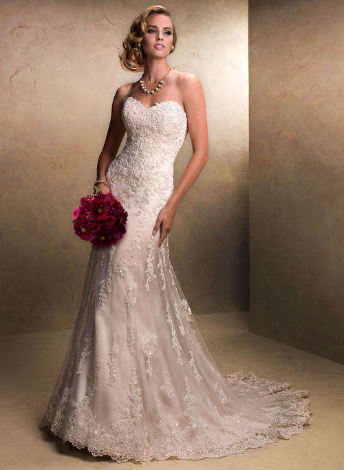 Fit and Flare Elegant Lace Sweetheart Wedding Dress - Plus Size Available