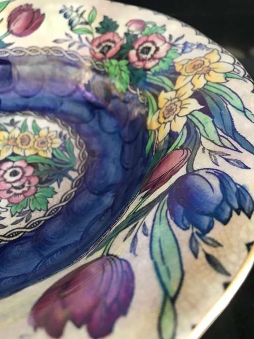 ART DECO!! MAILING MOORCROFT WARE LARGE BOWL (NEWCASTLE -ON-TYNE ENGLAND) 1762 -1963