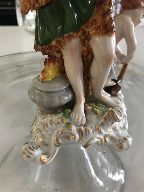 Antique Circa 1918 Sitzendorf `Allegory of Winter` Porcelain Figure