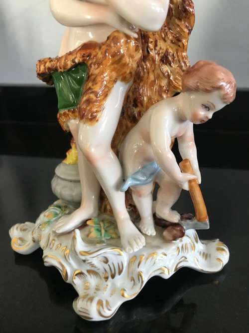 Antique Circa 1918 Sitzendorf `Allegory of Winter` Porcelain Figure