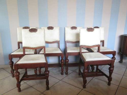 Set of 6 Burmese Teak Dining Room Chairs