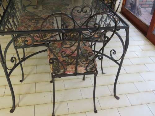 Vintage 7 Piece Wrought Iron  Dining/Patio Suite