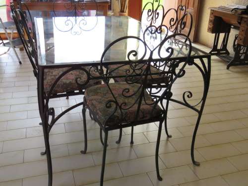 Vintage 7 Piece Wrought Iron  Dining/Patio Suite