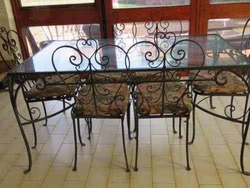 Vintage 7 Piece Wrought Iron  Dining/Patio Suite