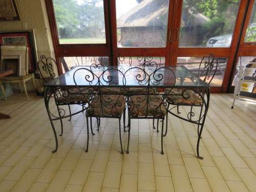Vintage 7 Piece Wrought Iron  Dining/Patio Suite