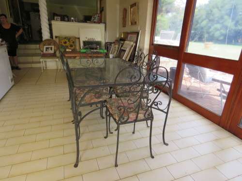 Vintage 7 Piece Wrought Iron  Dining/Patio Suite