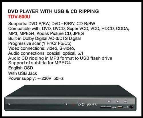 TELEFUNKEN - DVD PLAYER WITH USB & CD RIPPING