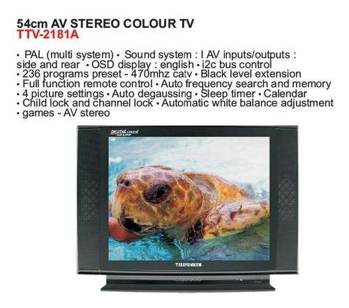 Telefunken *** 54cm AV Stereo Colour TV *** Hi Gloss Black *** PAL (Multi System)