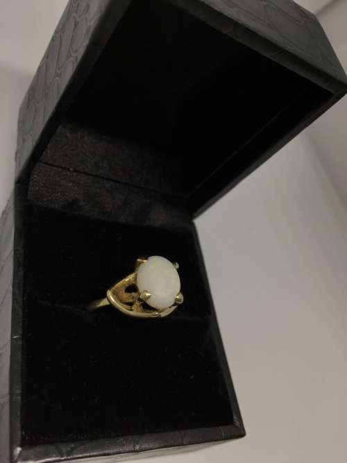 Gold Opal Solitaire Ring
