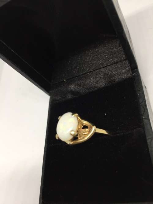 Gold Opal Solitaire Ring