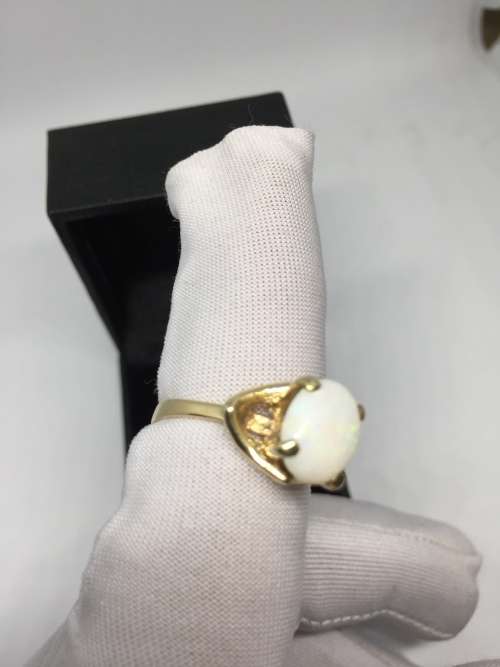 Gold Opal Solitaire Ring