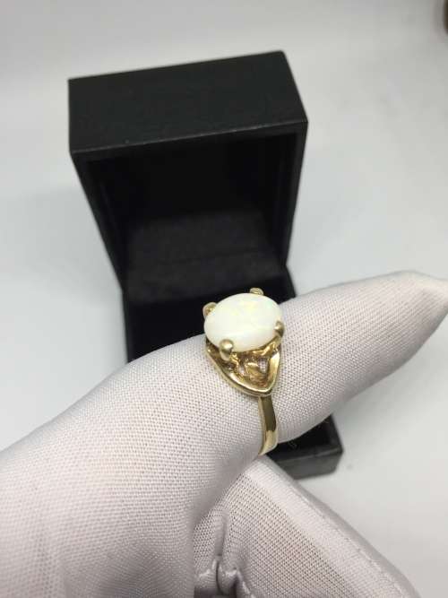 Gold Opal Solitaire Ring