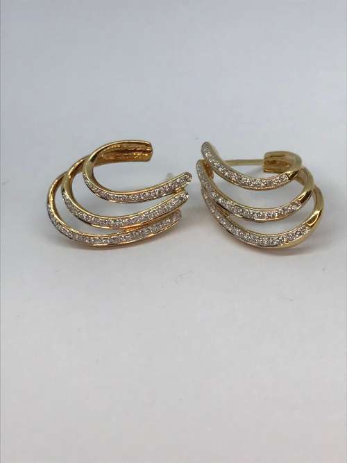 Diamond Covered Gold Earrings