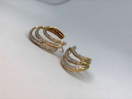 Diamond Covered Gold Earrings