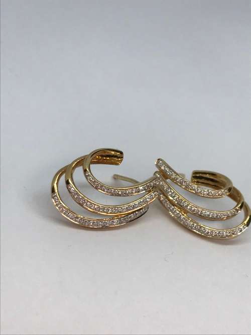 Diamond Covered Gold Earrings