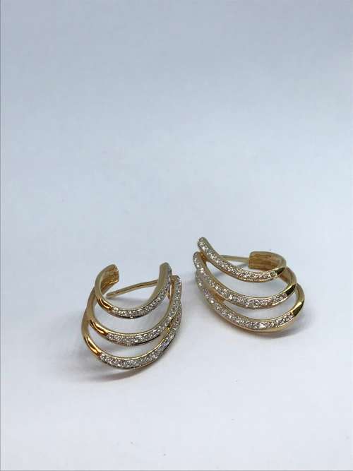 Diamond Covered Gold Earrings