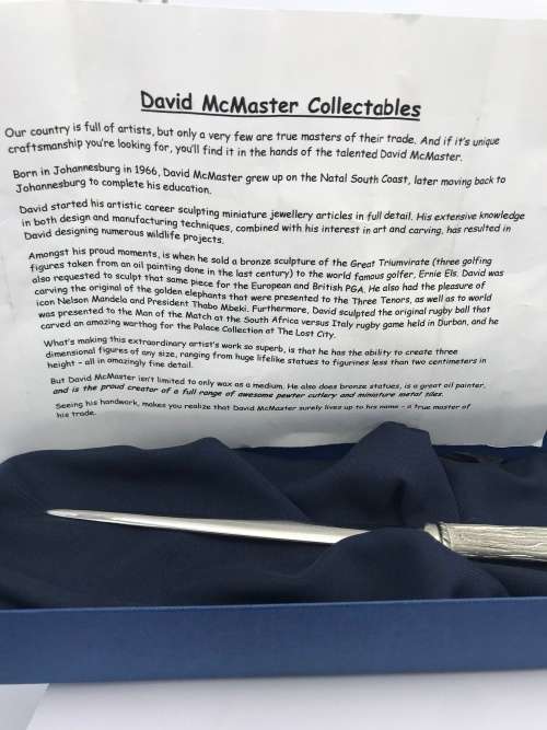 *DAVID MCMASTER COLLECTIBLES - LETTER OPENER*