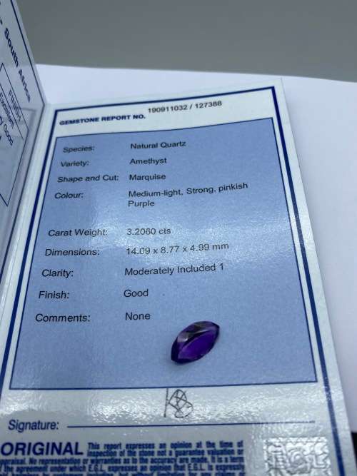 *EGL 3.20CT AMETHYST MARQUIZE CUT - DEEP VIVID COLOR*