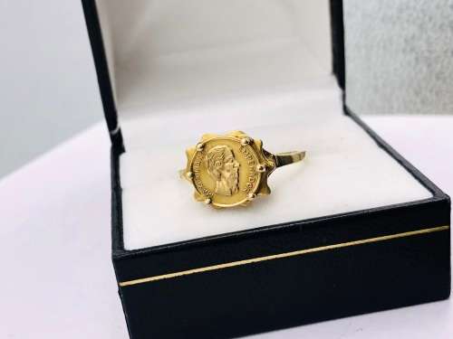 *SOLID GOLD COIN RING *(RETAIL R18000)* STATEMENT PIECE