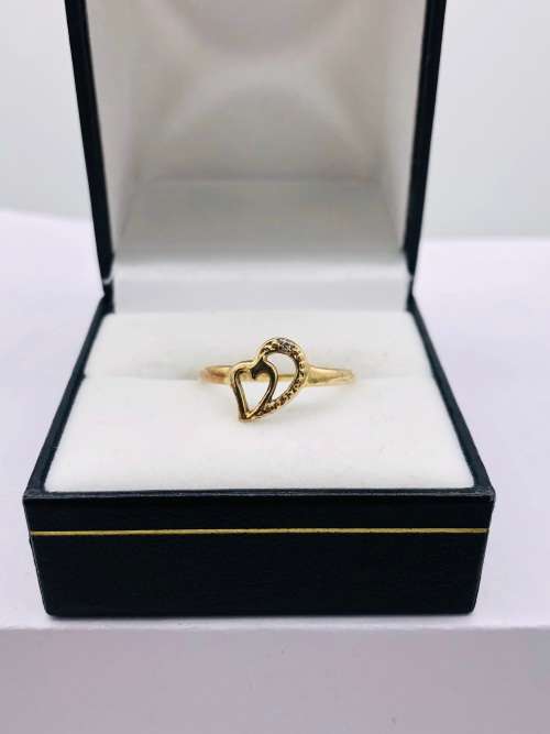 *SOLID GOLD DUAL HEART RING*(R1 BIDS)*