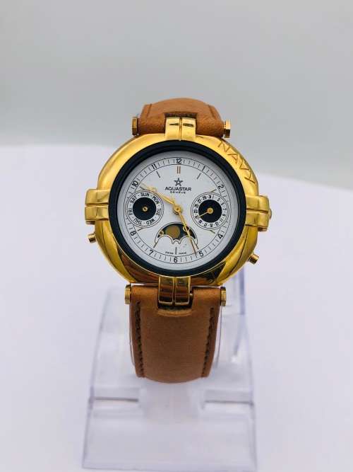 *AQUASTAR NAVY MOONPHASE WATCH* SEE DESCRIPTION!