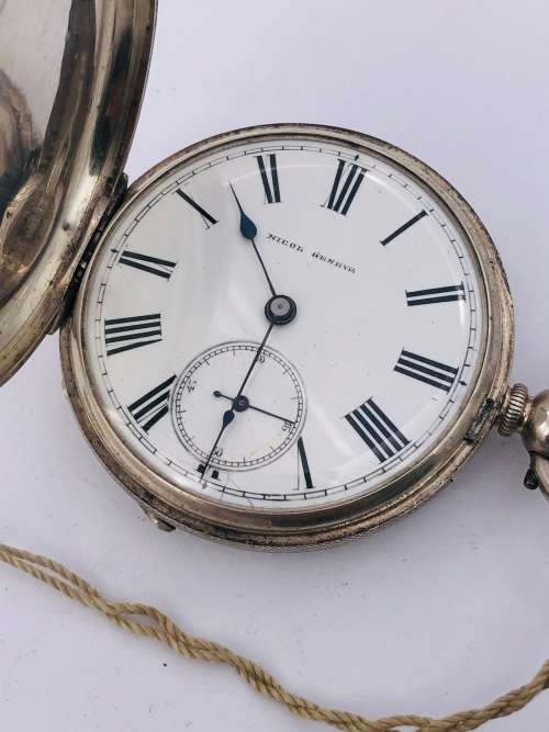 *SOLID SILVER SWISS NICOL GENEVE POCKETWATCH* R1 BIDS