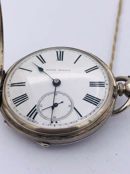 *SOLID SILVER SWISS NICOL GENEVE POCKETWATCH* R1 BIDS