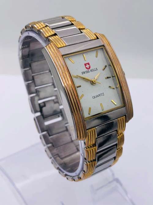 SWISS HILLS QUARTZ MENS WATCH TWO TONE