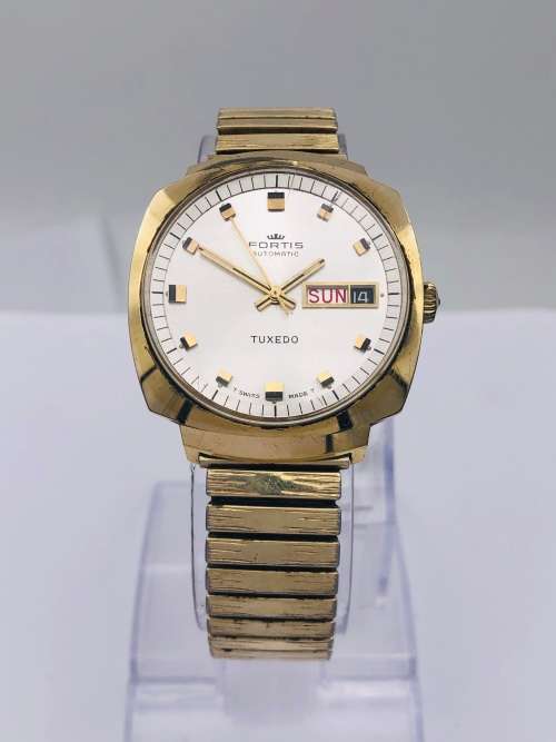 *FORTIS TUXEDO AUTOMATIC DAY-DATE GOLD WATCH* R1 BIDS!