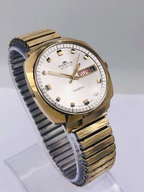 *FORTIS TUXEDO AUTOMATIC DAY-DATE GOLD WATCH* R1 BIDS!