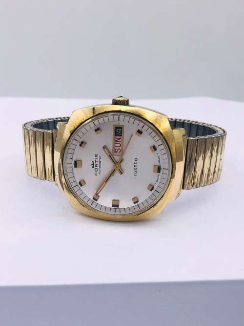 *FORTIS TUXEDO AUTOMATIC DAY-DATE GOLD WATCH* R1 BIDS!