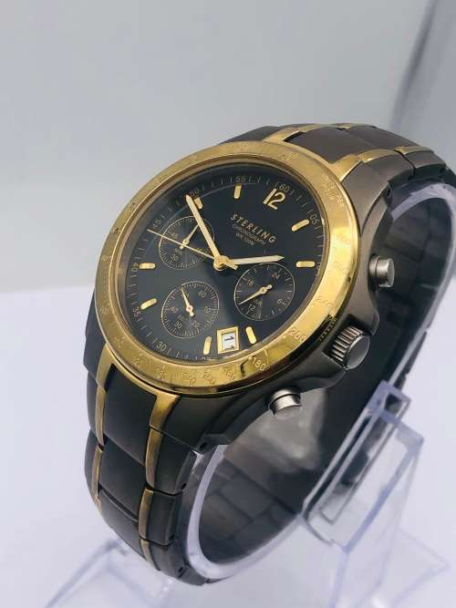 *STERLING TITANIUM CHRONOGRAPH WATCH* LOVELY TWO-TONE!!